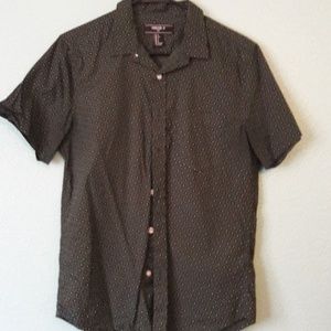 Forever 21 Dark Green Print Button Down Size S
